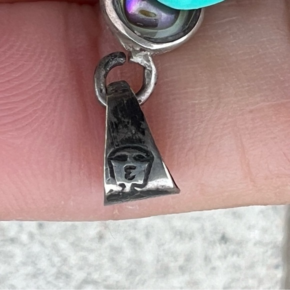 VINTAGE Mexican Taxco abalone silver cross pendant - eagle marking 3 - Picture 4 of 5